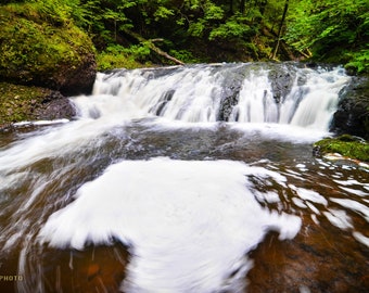 Greenstone Falls, Porcupine Mountains, Upper Peninsula Michigan, Waterfall Photography as Archival Paper, Canvas, & Metal Fine Art Prints