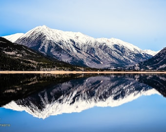 Twin Lakes Colorado Mountain Reflection Art Print: Cabin Decor