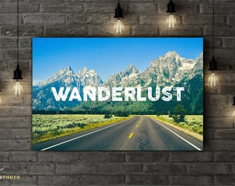 Wanderlust Art, Adventure is out there, Travel Photography Prints, Rustic Cabin Art, Camping Decor, Mountains, Grand Teton