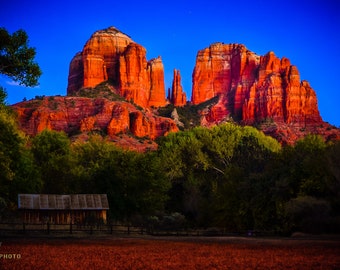 Cathedral Rock Sedona Print: Dusk Landscape Photography, Southwest Decor