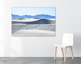 White Sands National Monument, New Mexico, Abstract Minimalist Nature, Blue and White Wall Art, Minimalistic Home Decor, Sand Dunes