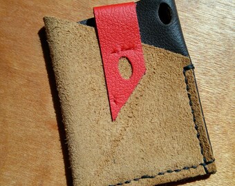 Tan & Dark Brown Leather Micro Wallet (Handmade)