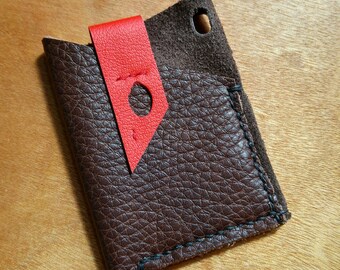 Dark Brown Leather Micro Wallet (Handmade).