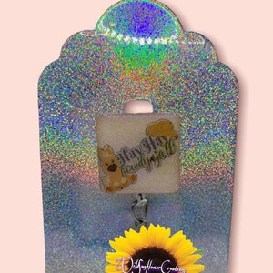 Howdy Y'all retractable badge, glitter, cute, badge reel, ID holder, ID badge, Nursing, Horse, Cowgirl