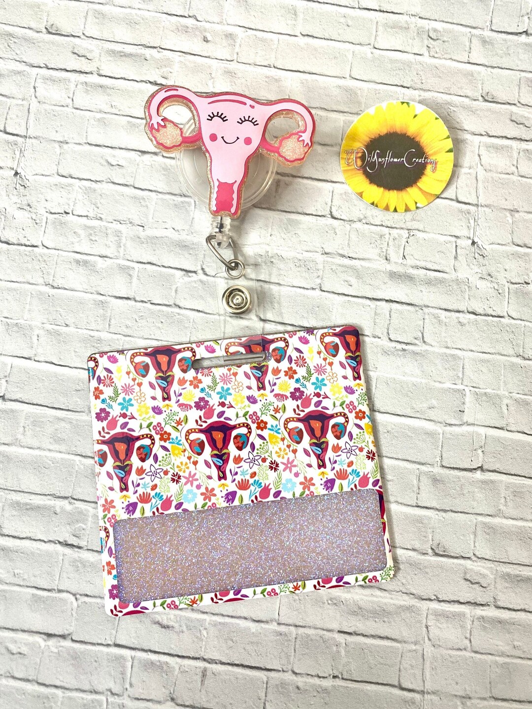 Personalized Badge Buddy/customized/uterus Badge/obgyn/ Glitter Badge ...