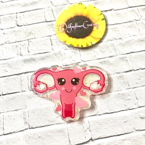 Uterus retractable badge reel/glitter badge/cute badge/OBGYN badge/Medical badge/ Female Reproductive Organ Badge Reel/valentines badges