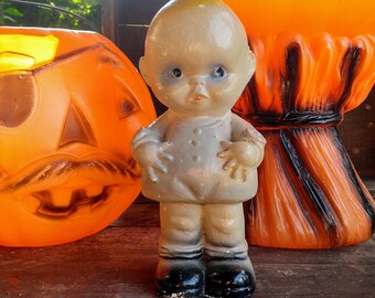 Vintage Chalkware Kewpie / Vintage Carnival Prize / Creepy Chalkware Kewpie / Halloween Decor