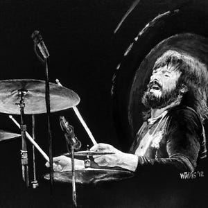 Music Icon Prints, 1970s Rock Bands, Drummer Decor, Zeppelin Wall Decor, Black & White Music Prints