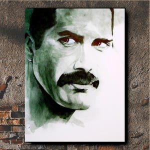 Freddie Mercury Art Print Portrait, Original Music Legend Wall Decor, Framed Gift for Music Lovers, Queen Band Fan Artwork