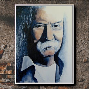 David Crosby Portrait Original Artwork - Various Sizes & Framing Available, Perfect Gift for Crosby Fans, Iconic Music Legend Wall Art