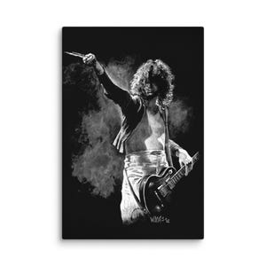 Jimmy Page Canvas Artwork, Led Zeppelin Wall Decor, Canvas Art Prints, Cheap Canvas Print, Framed Canvas Work, Music Lover Gift