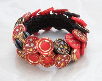 Red Glass Button Bracelet