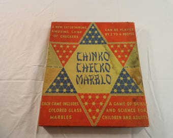 Vintage Chinko Checko Marblo Chinese Checkers Game Complete