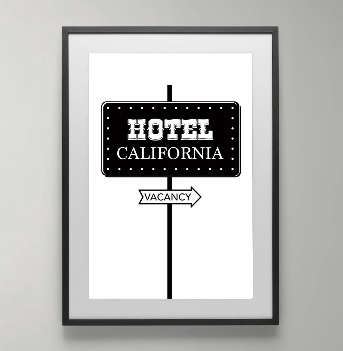 California Wall Art Hotel California Sign Illustration Etsy