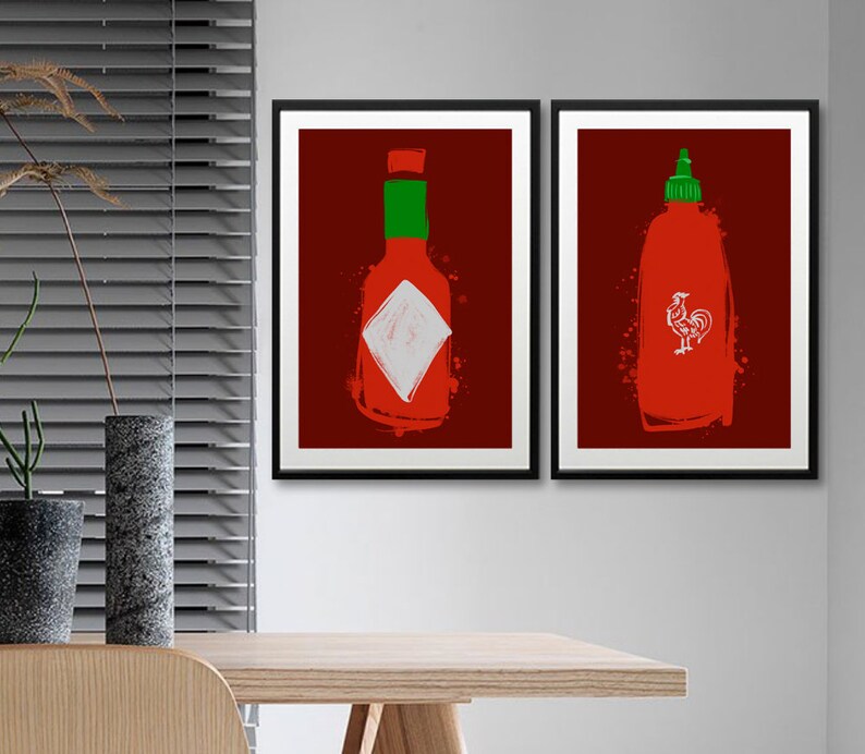 Hot Sauce Kitchen Dining Decor Gift Cooking Modern Art Etsy