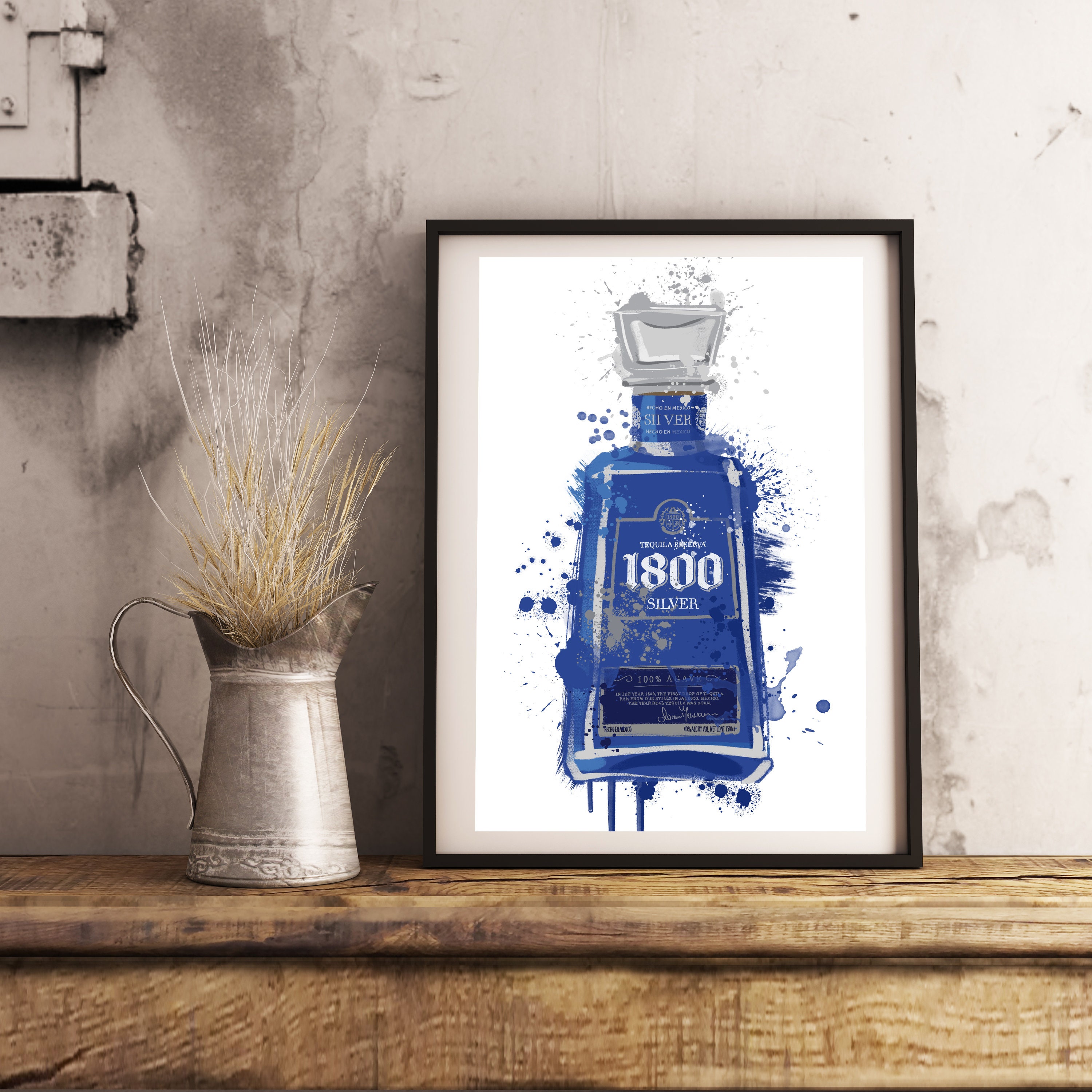 1800 Tequila Tequila Bottle Man Cave Illustration Kitchen - Etsy