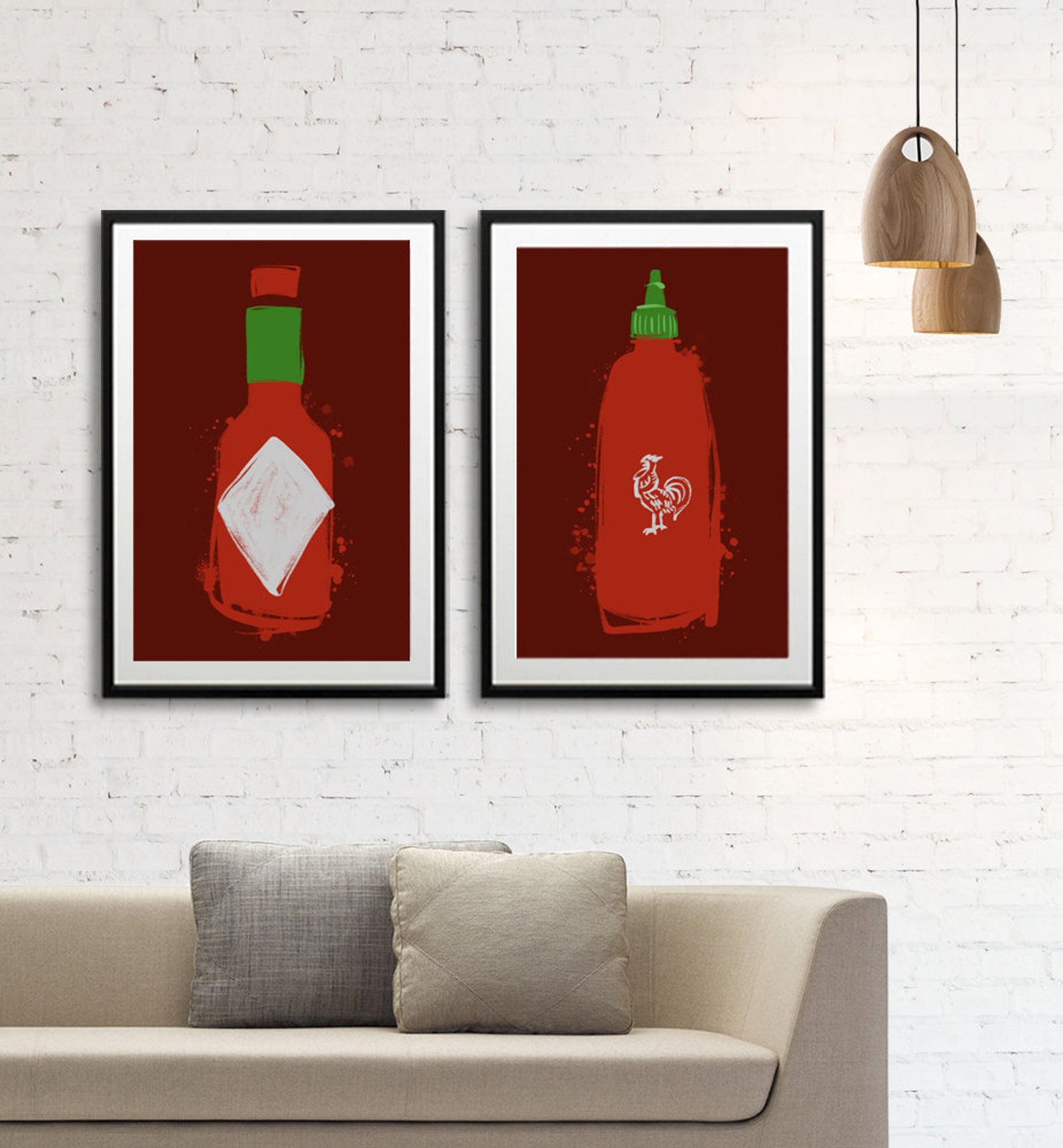 Hot Sauce Kitchen Dining Decor Gift Cooking Modern Art Etsy