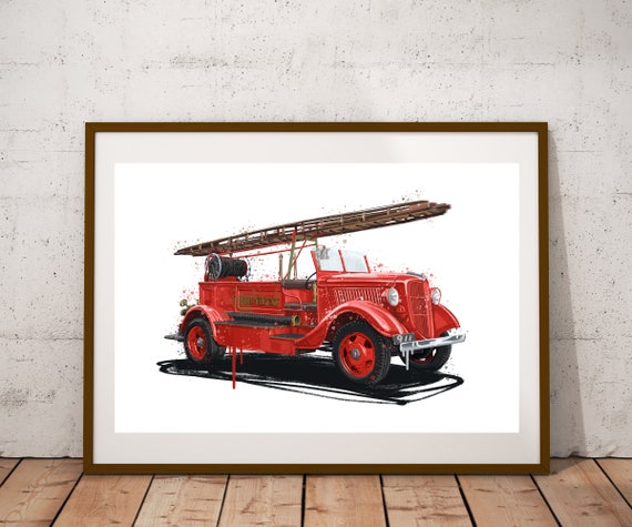 Old Fire Truck Decorschool Room Decor Children