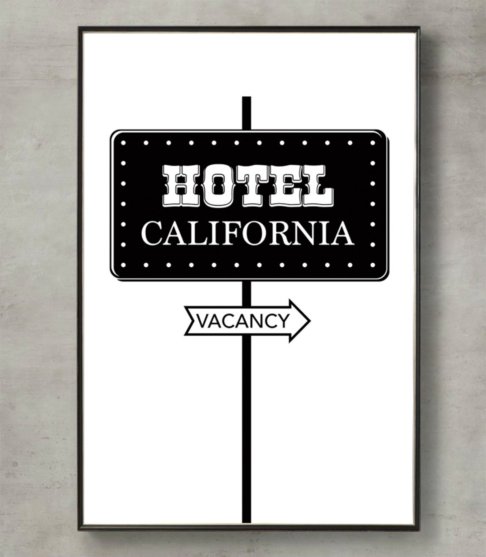 California Wall Art Hotel California Sign Illustration Etsy