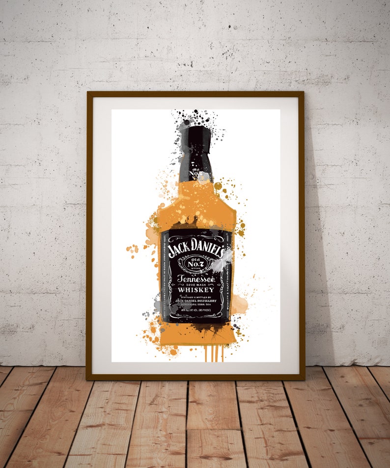 Jack Daniels Wall Art Print Alcohol Wall Art Kitchen Print Fathers Day Gift