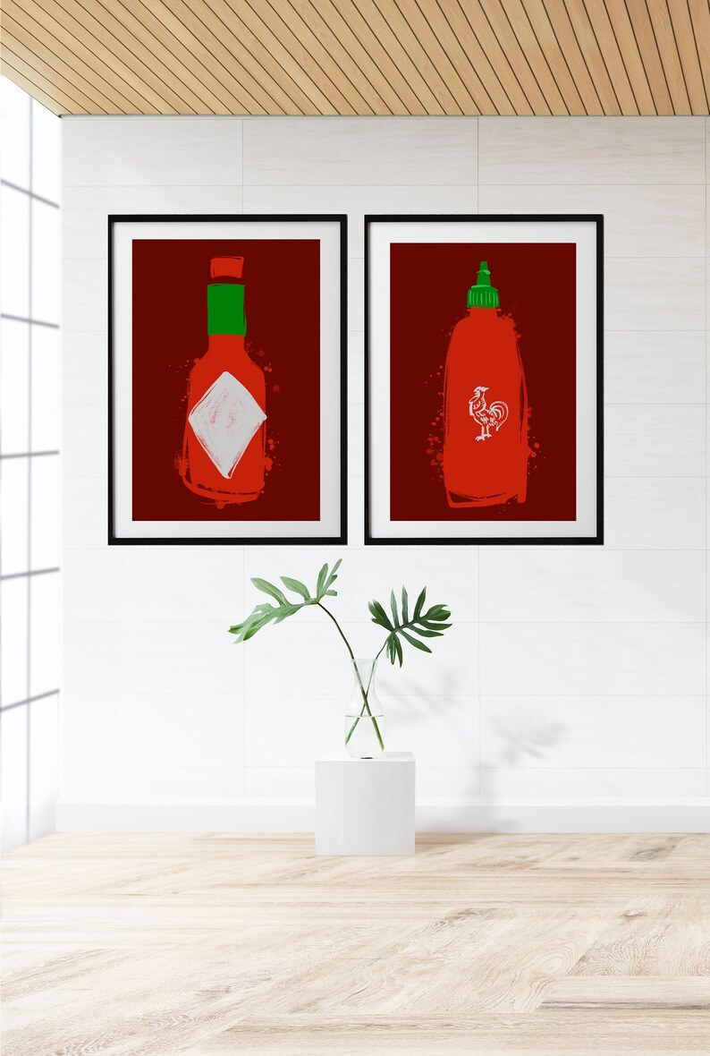 Hot Sauce Kitchen Dining Decor Gift Cooking Modern Art Etsy