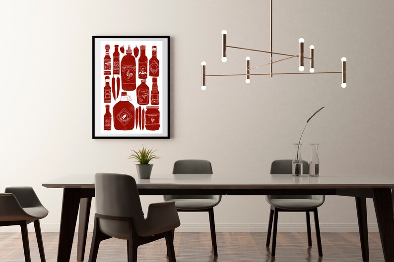 Hot Sauce Kitchen Dining Decor Gift Cooking Modern Art Etsy