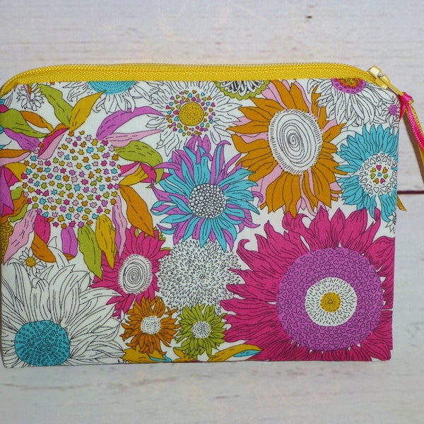 Liberty Fabric Small Susanna Coin Purse, Tana Lawn Small Susannah Make up Bag, lined with gorgeous batik fabric