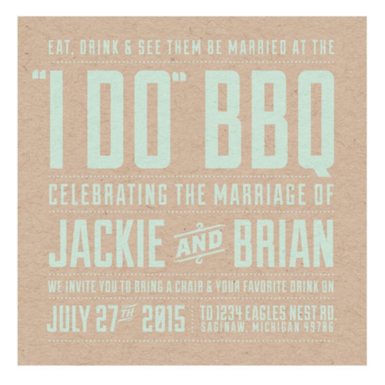 I Do BBQ Kraft Wedding Invitation | Etsy