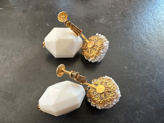 Hobe White Beaded Dangle Earrings 2106 - image 6