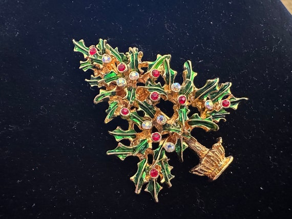 Tancer II Clear and Red Rhinestone with Green Ena… - image 6