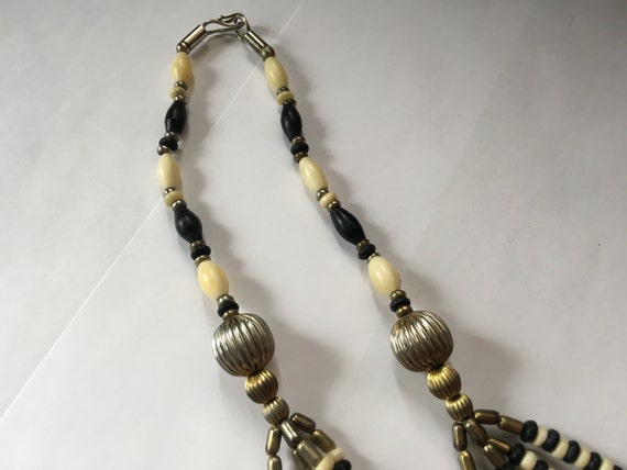 Vintage African White/Cream, Black and Bronze Bon… - image 4