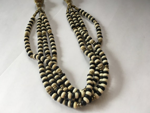 Vintage African White/Cream, Black and Bronze Bon… - image 3