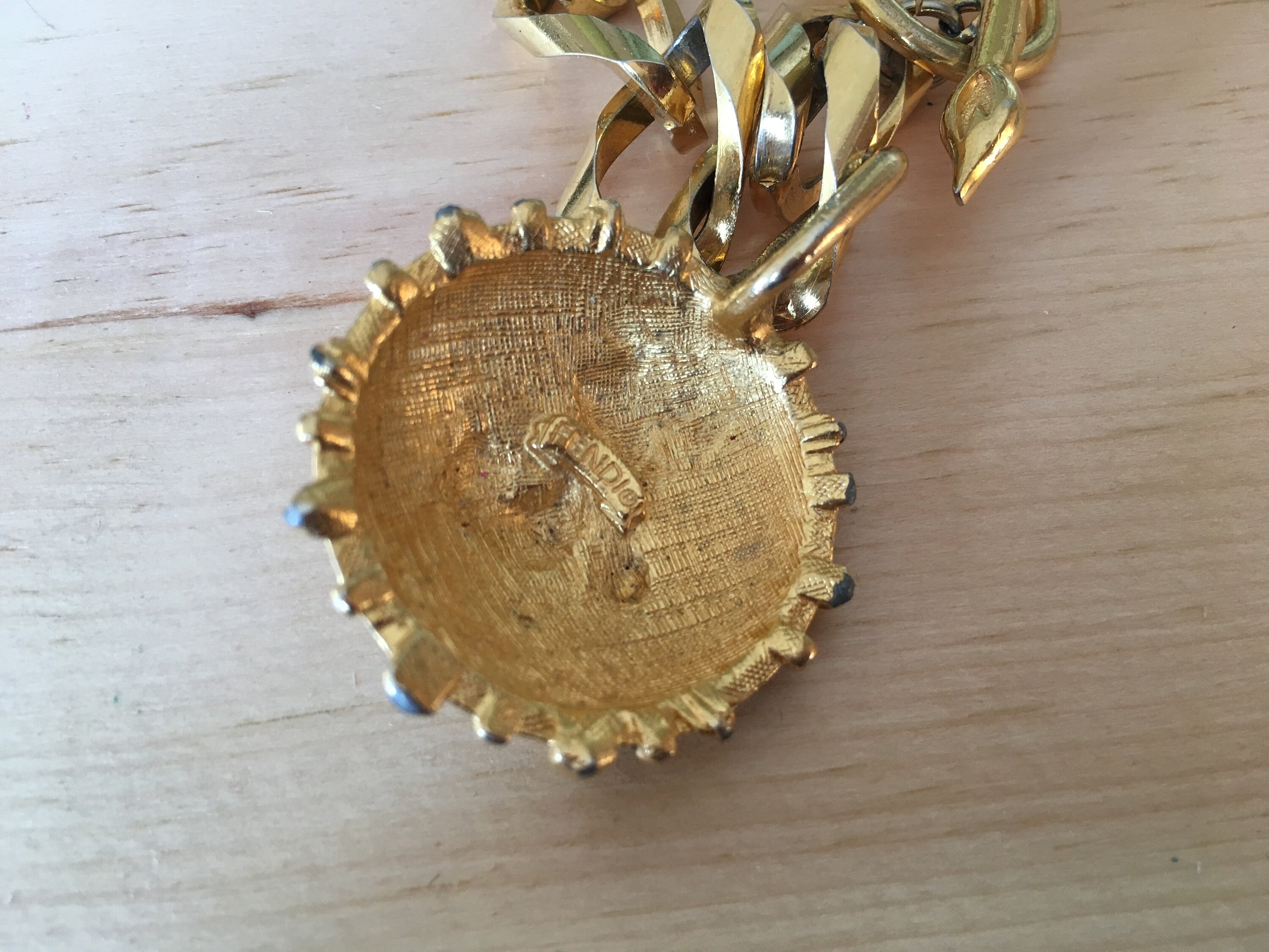 Vintage Fendi Gold and Black Sun Charm Bracelet - Chunky