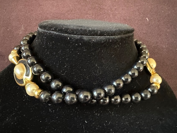 Napier Vintage Black Beadedwith Faux Pearl and Go… - image 7