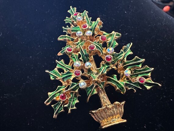 Tancer II Clear and Red Rhinestone with Green Ena… - image 2