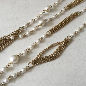 Vintage Faux Pearl and Gold Chain Beaded Necklace 1259