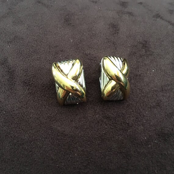 Signed Park Lane Criss Cross Gold and Silver Tone… - image 1