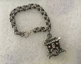 Vintage Silver Toned Buddha Charm Bracelet - Germany 1632