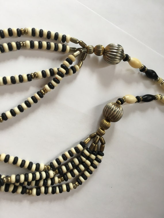 Vintage African White/Cream, Black and Bronze Bon… - image 5