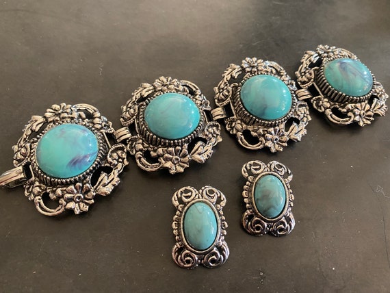 Vintage 1950's Chunky Turquoise Blue Southwestern… - image 2