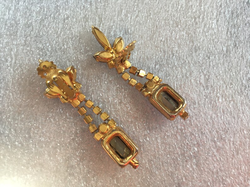 Purple Heliotrope Checkerboard Cut with Amethyst and AB Rhinestone Dangle Earrings 1556 Book Piece Juliana D/&E