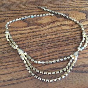 Vintage Rootbeer Brown Rhinestone Scalloped Choker Necklace 1177 image 4