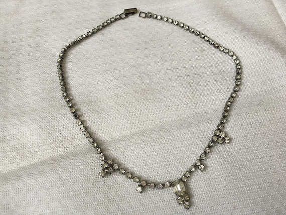 Vintage Clear Crystal Rhinestone Choker Necklace 1606