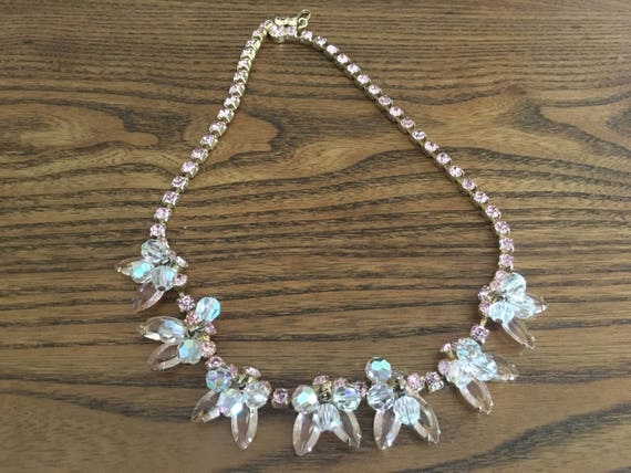 Juliana D&E Pale Pink Rhinestone and AB Glass Bea… - image 1