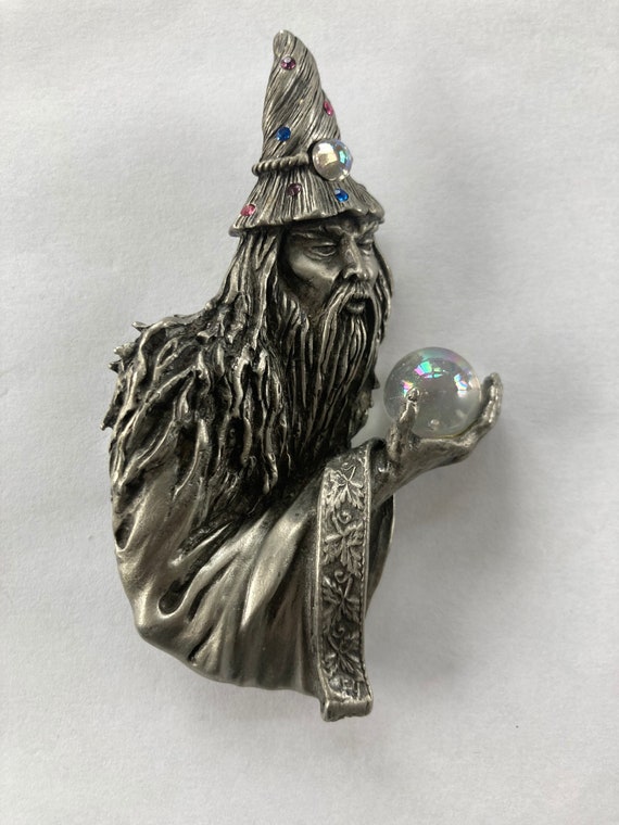 Vintage JJ Jonette Jewelry WIZARD Brooch Pin - image 1