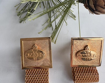 Antique AMOCO Standard Oil Advertising Gold Tone Cufflinks