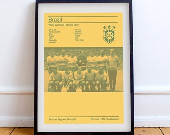Affiche de la coupe du monde du Brésil 1970, impression football rétro