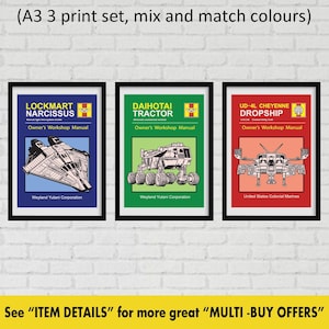 A3 set of 3 aliens 1986 movie film poster art print hadleys hope alien 1979 ridley scott sci fi 80s retro vintage weyland yutani nostromo