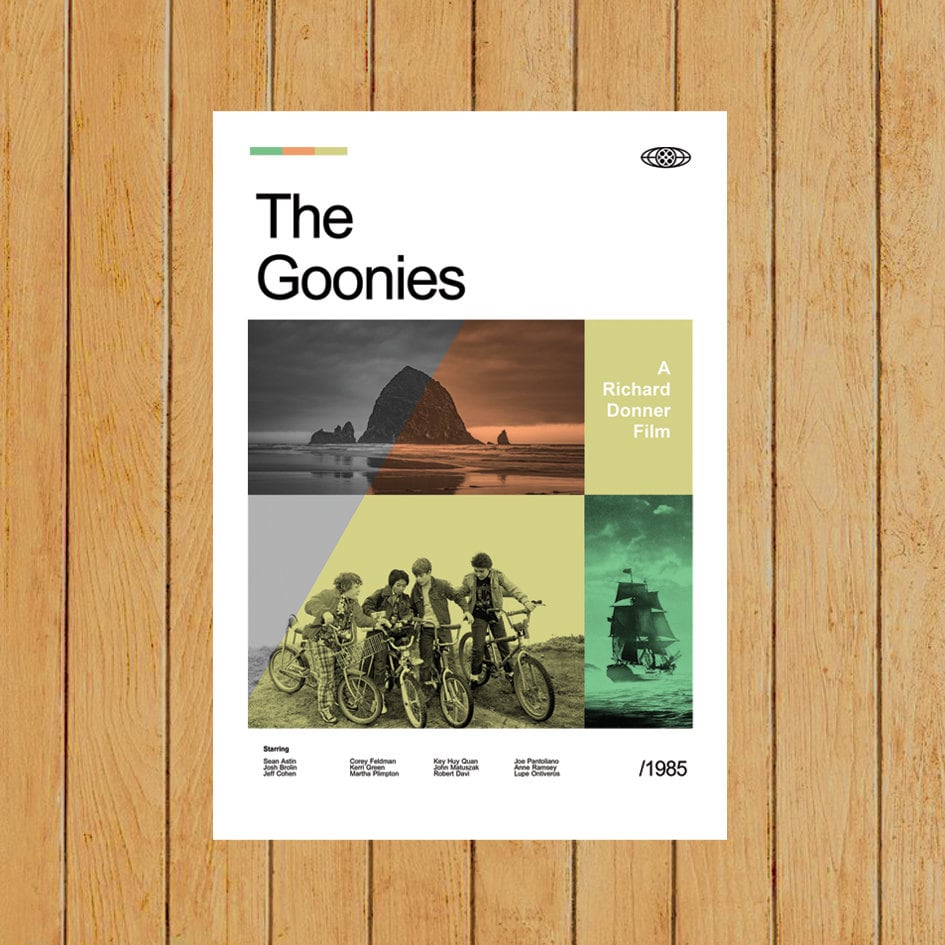 A4 A3 the goonies 1985 film movie poster print art a3 80s cult classic  comedy adventure 1980s steven spielberg jaws stranger things inspired