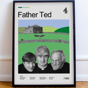 vader ted tv-serie poster print kunst Ierse komedie humor craic dougal vader jack steile eiland de it-menigte zwarte boeken mevrouw doyle